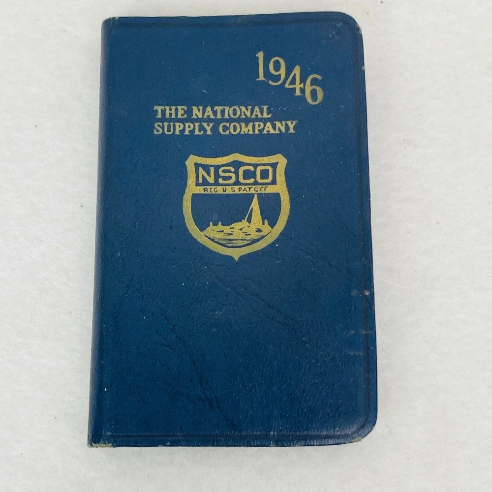 Vintage 1946 The National Supply Company NSCO Pocket Planner Calendar Blue Gold